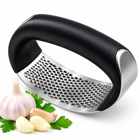 Stainless Steel Garlic Press Crusher – Manual Rocking Mincer with Ergonomic Handle